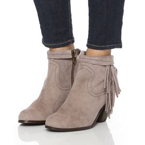 Sam Edelman Louie Suede leather Fringe Boots western brown